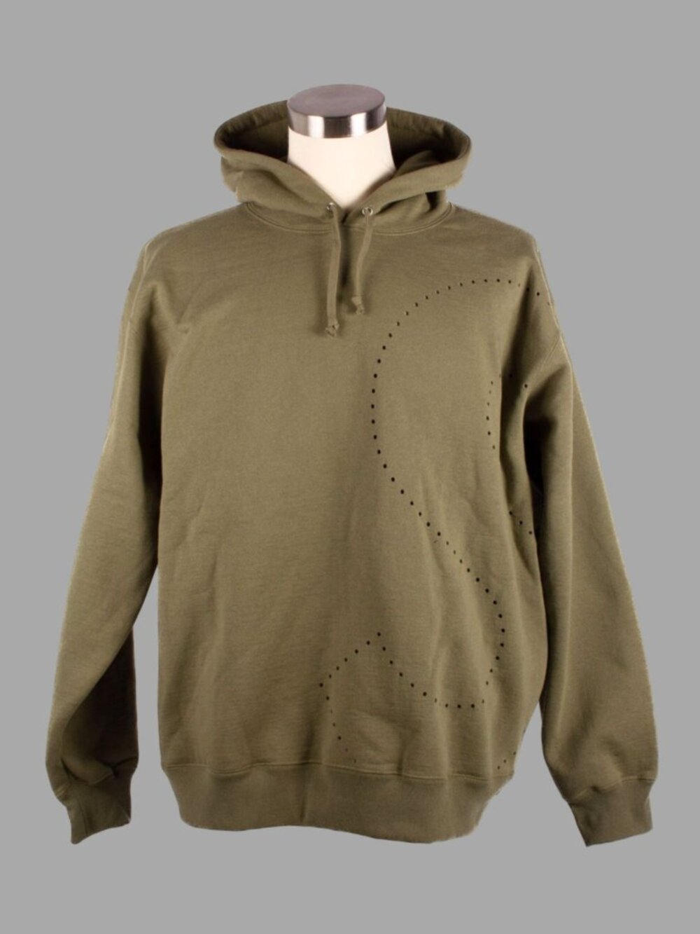 SUPREME F/W 2021 Olive Laser Cut S Logo Hoodie Sz XL Cotton Hooded Sweatshirt